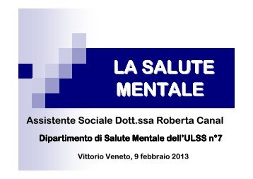 Dott.ssa Roberta Canal: la salute mentale - Treviso volontariato