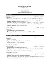 Sulkowski CV - College of Education - University of Arizona