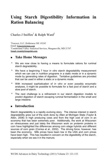 Using Starch Digestibility Information in Ration Balancing