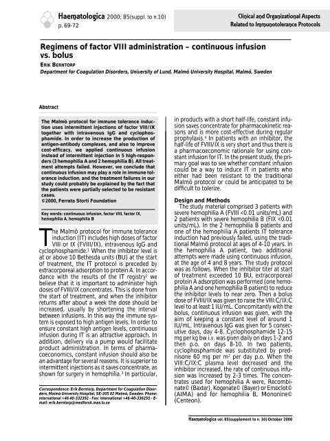 Haematologica 2000;85:supplement to no. 10 - Supplements ...