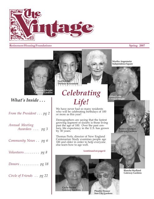 2007 Spring Vintage.pmd - Retirement Housing Foundation