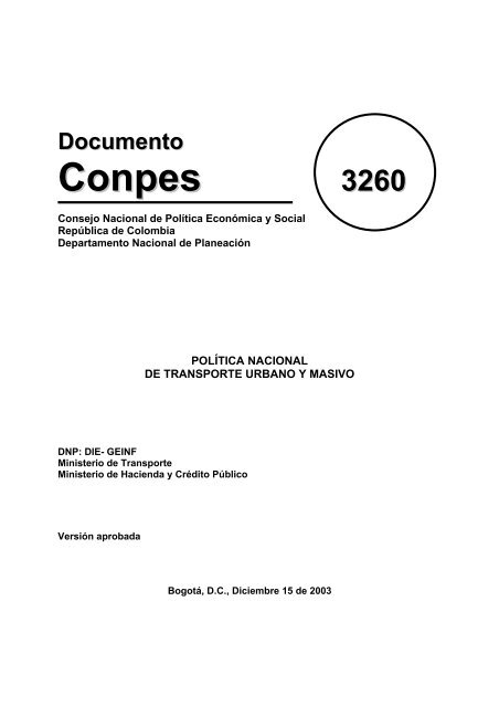 CONPES 3260 - Departamento Nacional de PlaneaciÃ³n