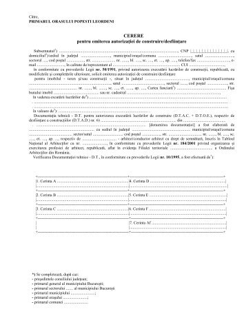 Model Cerere Autorizatie de construire