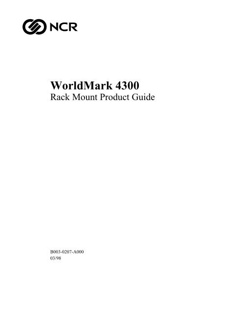 WorldMark 4300 Rack Mount Product Guide - NCR