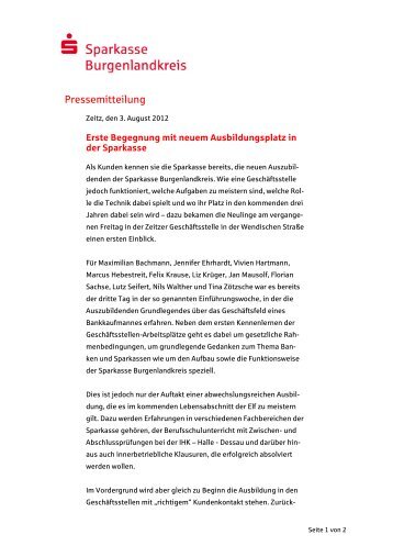 Pressemitteilung - Sparkasse Burgenlandkreis