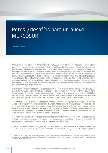 Retos y desafÃ­os para un nuevo MERCOSUR - Centro de EconomÃ­a ...
