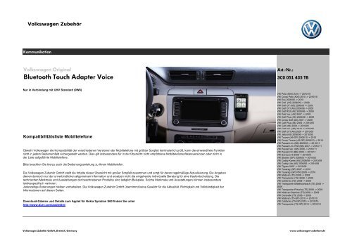 Kompatibilitätsliste deutsch (PDF-Datei) - Volkswagen Zubehör