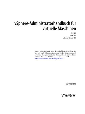vSphere-Administratorhandbuch für virtuelle Maschinen - VMware
