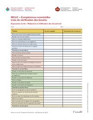 NCLC â CompÃ©tences essentielles Liste de vÃ©rification des besoins