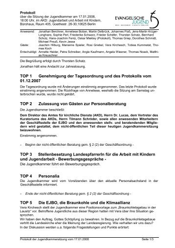 Protokoll vom 17.01.2008 - EJBO