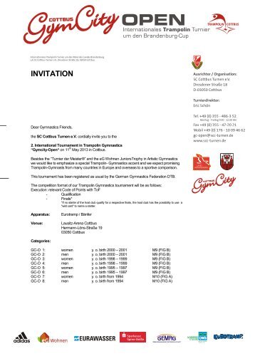 INVITATION - SC Cottbus Turnen e.V.