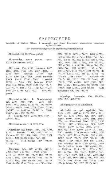 SAGREGISTER - Danmarks Kirker