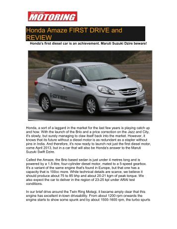 Honda Amaze FIRST DRIVE and REVIEW - Honda Cars India