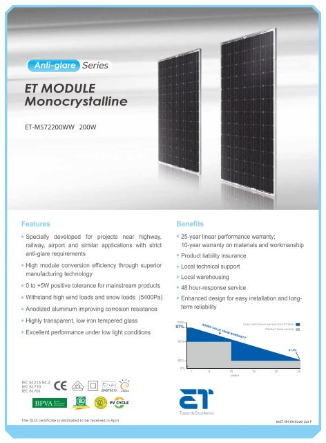 ET MODULE Monocrystalline - Solar Energy Australia