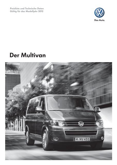 Preisliste Der Multivan Modelljahr 2012 Volkswagen Nutzfahrzeuge