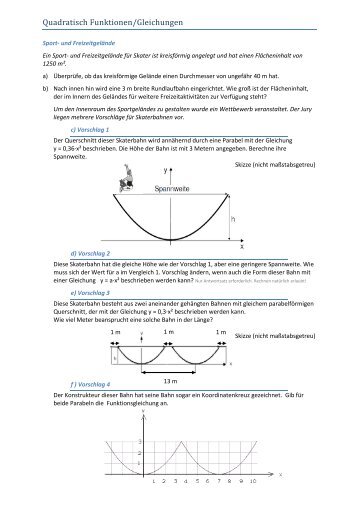 Quadratisch Funktionen/Gleichungen