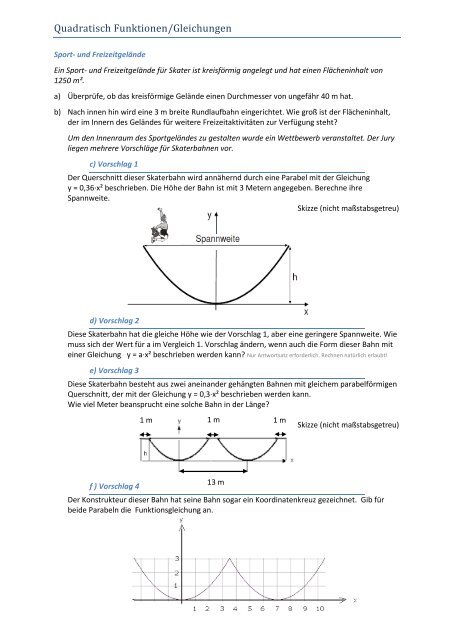 Quadratisch Funktionen/Gleichungen