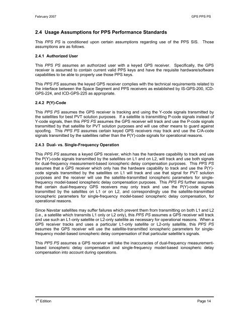 Precise Positioning Service Performance Standard - GPS.gov