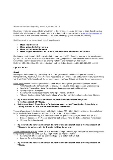 Verrassend genoeg Sympton Afstoten Nieuw in de dienstregeling vanaf 6 januari 2013 Hieronder ... - Veolia