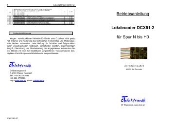 Betriebsanleitung Lokdecoder DCX51-2 für Spur N ... - Krois-Modell