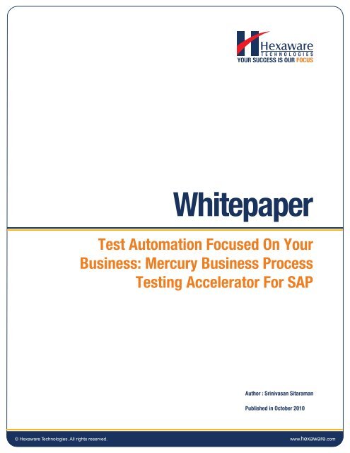Mercury Business Process Testing Accelerator For SAP - Hexaware