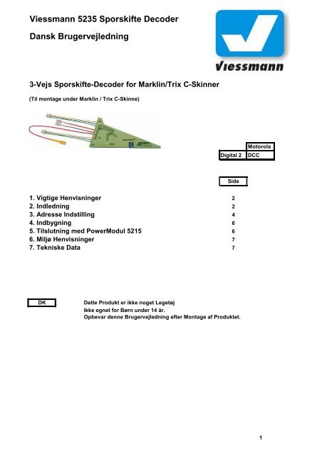 Viessmann 5235 Sporskifte Decoder Dansk Brugervejledning