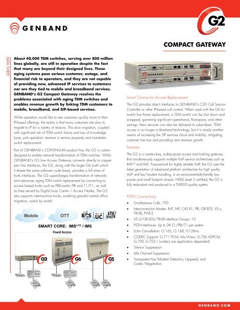 G2 Compact Gateway Datasheet - Genband