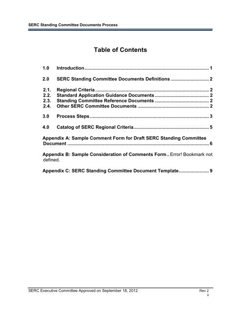 Standing Committee Documents Process - SERC Home Page