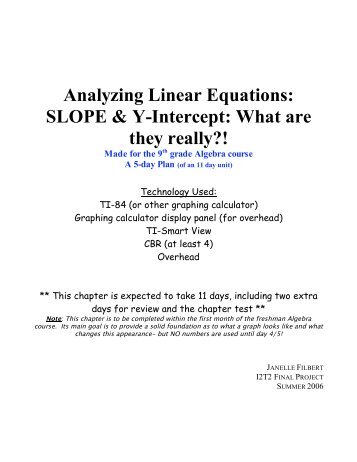 Analyzing Linear Equations: SLOPE & Y-Intercept: What are they ...