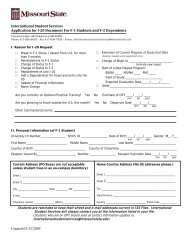 Application for I-20 or DS 2019 Form - International Programs