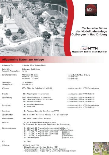 Technische Daten der Modellbahnanlage Ottbergen in Bad ... - Mttm