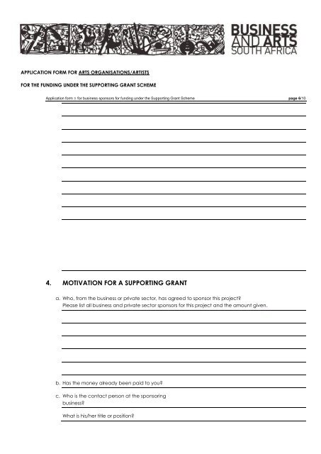 This form is to be completed by the sponsor only - Business and Arts ...