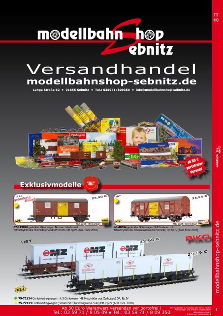 Exklusivmodelle - Modellbahnshop Sebnitz