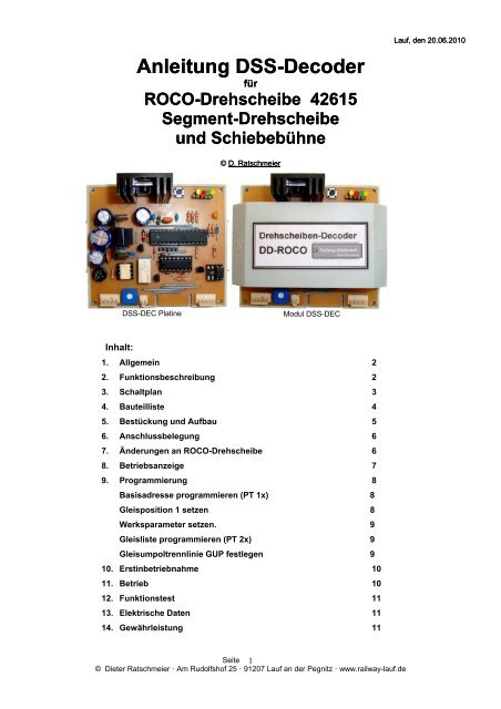 Anleitung DSS-Decoder - Railway-Lauf