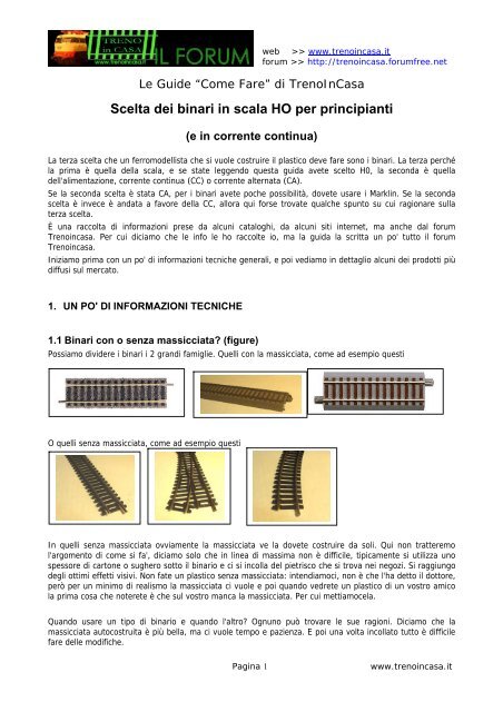 Scelta dei binari in scala HO per principianti