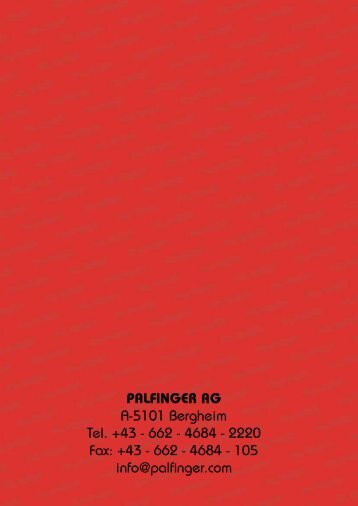 PALFINGER AG A-5101 Bergheim Tel. +43 - 662 - 4684 - 2220 Fax ...