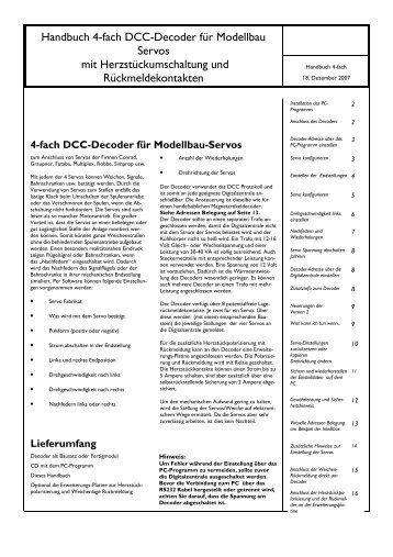Handbuch 4-fach DCC-Decoder für Modellbau Servos mit ...