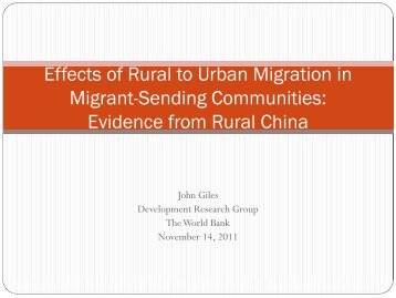 Effects of Rural to Urban Migration in Migrant-Sending ... - MDP UCAD