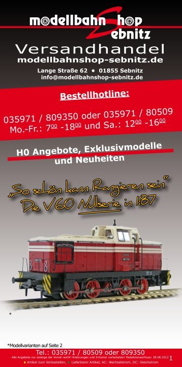 H0 Angebote Juni 2012 - Modellbahnshop Sebnitz