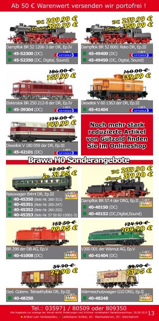 H0 Angebote Juni 2012 - Modellbahnshop Sebnitz