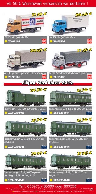 H0 Angebote Juni 2012 - Modellbahnshop Sebnitz