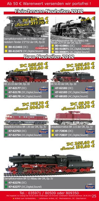 H0 Angebote Juni 2012 - Modellbahnshop Sebnitz