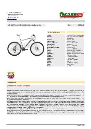 BICI BOTTECCHIA FX 540 Disk Man 30v Bottecchia - Faress