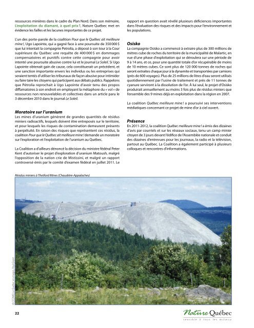 Rapport annuel 2011-2012 - Nature Québec