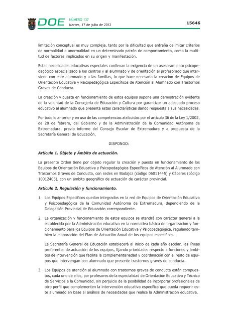 ORDEN de 2 de julio de 2012 - Diario Oficial de Extremadura