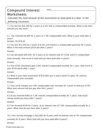 Simple and Compound Interest Worksheet  Kuta Software