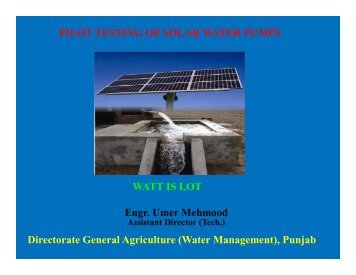 PILOT TESTING OF SOLAR WATER PUMPS WATT IS LOT Engr ...