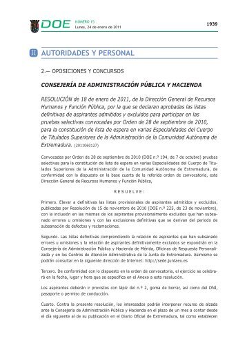 DOE 2011 - NÂº 015.qxd - Diario Oficial de Extremadura