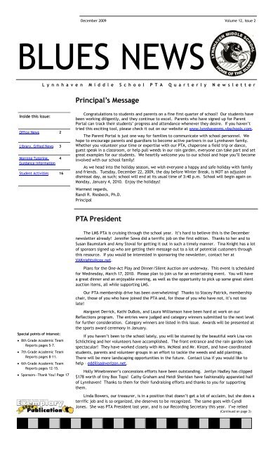 PTA President Principal's Message - Lynnhaven Middle School