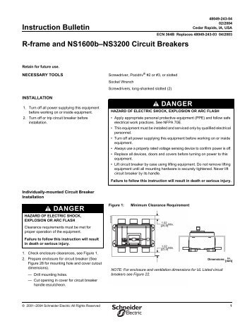 Instruction Bulletin R-frame and NS1600b ... - Schneider Electric